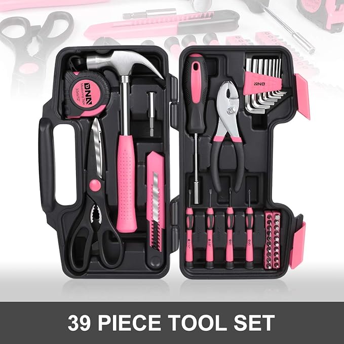DNA MOTORING 39-Piece Household Tool Set General Repair Small Hand Tool Kit Storage Case for Home Garage Office College Dormitory Use