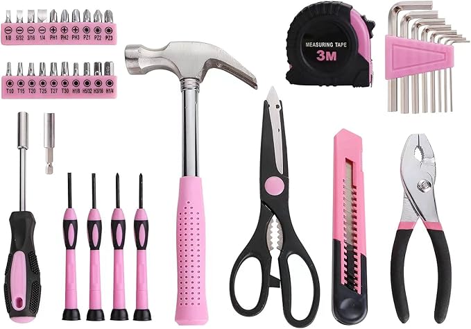 39 Piece All Purpose Basic Household Pink Tool Kit for Women