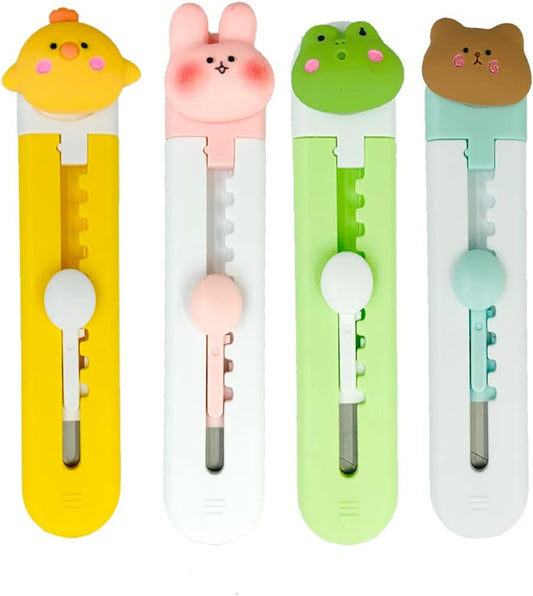 Cute Box Cutter, 4Pcs Retractable Mini Art Cutter
