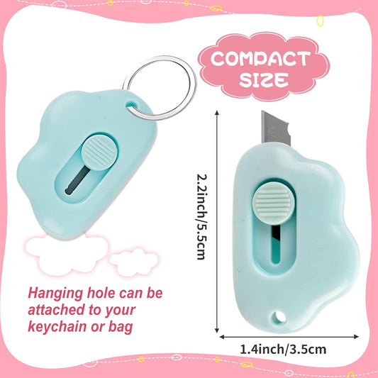 Cute Cloud Box Cutter Retractable, 6Pcs Mini Utility Knife Letter Opener Envelope Slitter