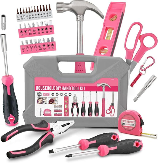 Hi-Spec 42pc Pink Household DIY Tool Set for Women. Home, Office and College Dorm Small Toolkit of Starter Basic Ladies Tools Visit the Hi-Spec Store