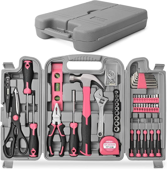 Hi-Spec 54pc Pink Tool Kit for Women – General Household DIY Tool Set.