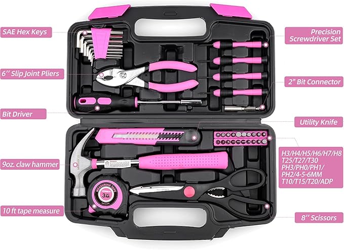 40-Piece Home Tool Kit with Easy Carrying Box, Small Basic Hand Tool Set Perfect for DIY Building